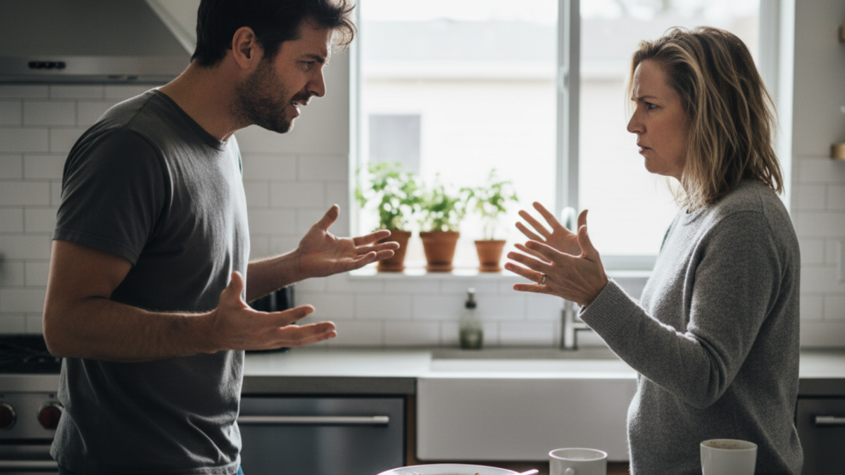 Man and woman facing each other